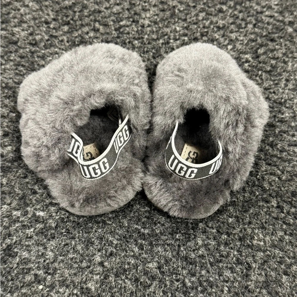 UGG Gray Fluffy Slippers